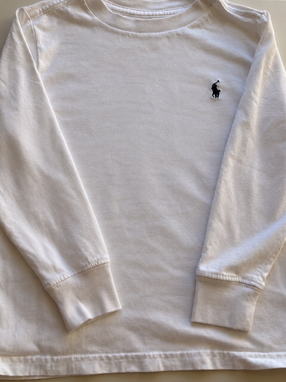 Polo by Ralph Lauren White Long-Sleeve Crewneck with Navy Pony